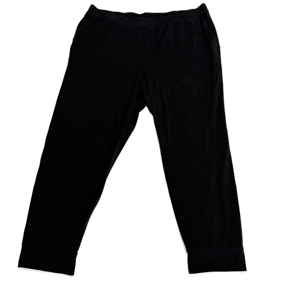 Eileen Fisher Pants - Eileen Fisher Pants Womens 1X Black Cotton Spandex Pull On Crop Stretchy